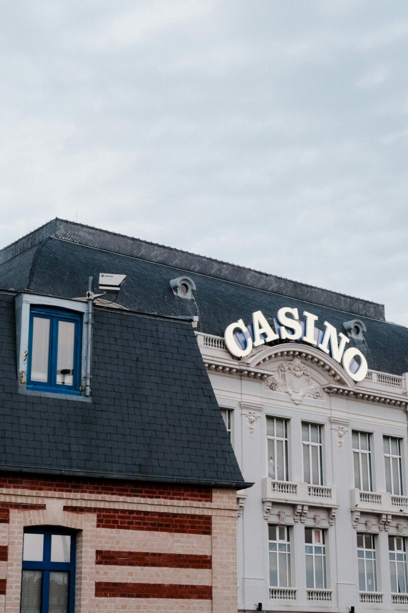 Elegant facade of a historic casino building in Trouville, Normandie, France.